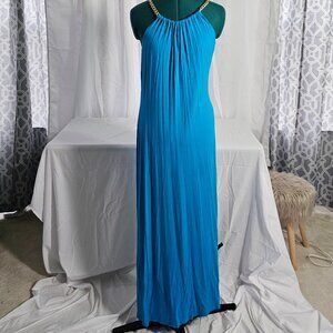 Nina Leonard Chain-Neck Maxi Dress – Size L